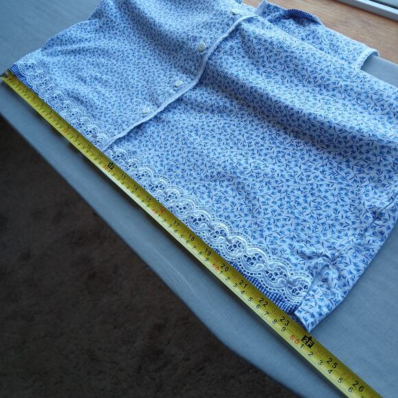 Celestial Dreams Blue Floral Gingham Tank Top XL REPAIRED cottage lace comfy - Picture 12 of 14